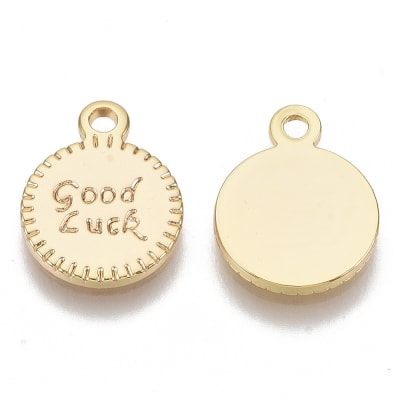 Dije colgante good luck 13.5 mm baño de oro / unidad