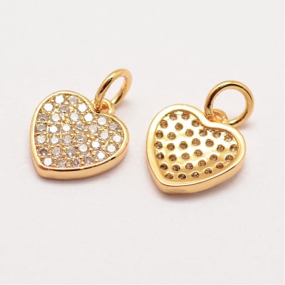 Dije colgante corazón brillante zircón baño de oro / unidad