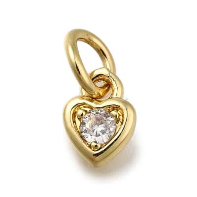 Dije colgante mini corazón punto de luz 5 mm baño oro / unidad