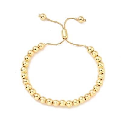 Pulsera ajustable de balines 6 mm baño de oro / unidad
