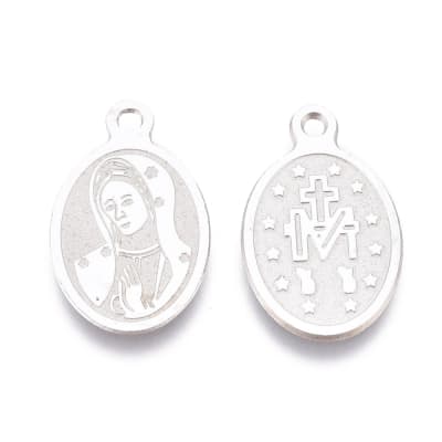 Dije colgante Virgen María acero plateado / unidad