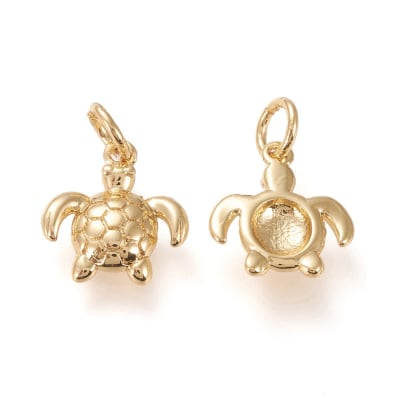 Dije colgante tortuga marina 12 mm baño de oro / unidad