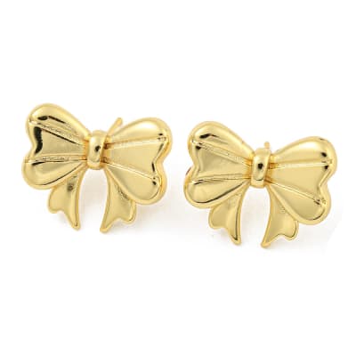 Aros topo topito lazo coquette 22 mm baño de oro / par