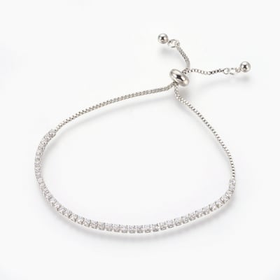 Pulsera ajustable de zircón baño de platino/ unidad