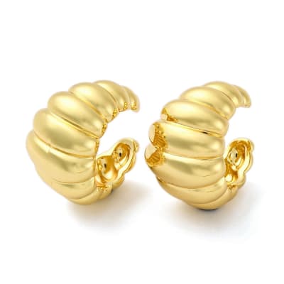 Ear cuff aros solitarios tipo C 18 mm baño oro / unidad