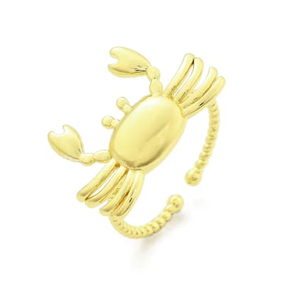 Anillo ajustable cangrejo verano mar baño de oro / unidad