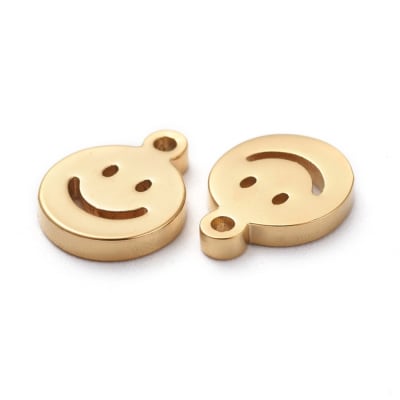 Dije colgante carita feliz happy face 8 mm acero / unidad