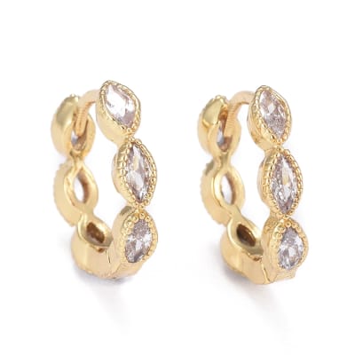 Aros argollas aretes huggies zircón ojo de caballo / par