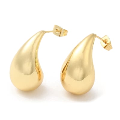 Aros aretes chunky lagrima gota gruesa baño de oro / par