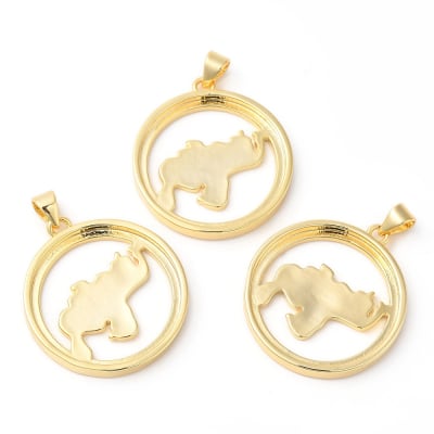 Dije colgante mapa Venezuela 28.5 mm baño de oro / unidad