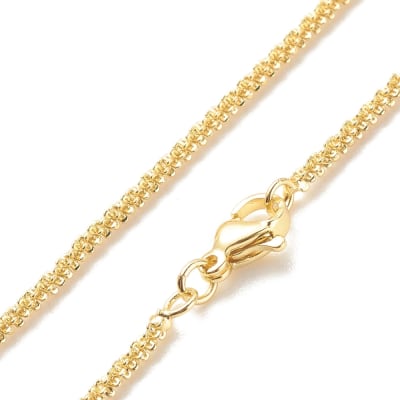 Cadena armada tejido flor 2 mm baño oro / unidad
