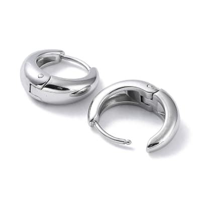 Aros argollas acero quirúrgico aretes hipoalargénicos huggie 15 mm / par