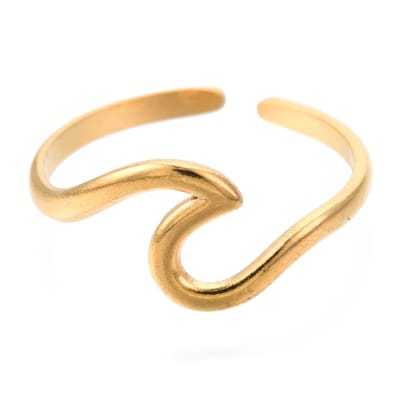 Anillo ajustable ola de mar sea wave acero dorado / unidad