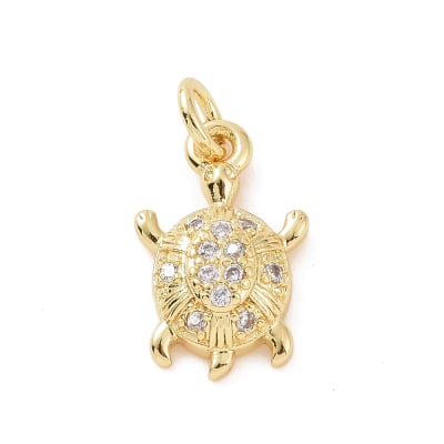 Dije colgante tortuga marina 13.5 mm zircón baño de oro / unidad