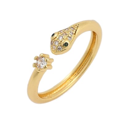 Anillo ajustable serpiente punto de luz zircón baño de oro / unidad
