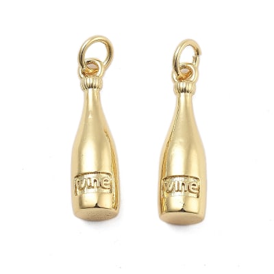 Dije colgante botella vino espumante 20.5 mm baño de oro / unidad