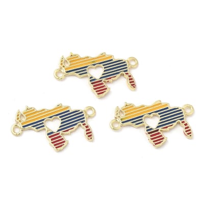Dije conector esmaltado mapa Venezuela 28 mm baño oro / unidad
