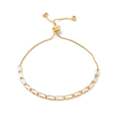 Pulsera ajustable de zircón rectangular baño de oro / unidad