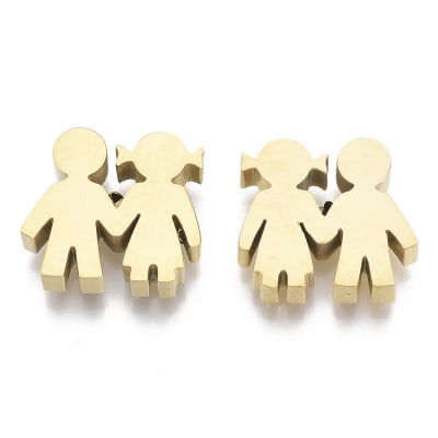 Dije pasador figura niño niña 13 mm acero / unidad