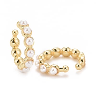 Ear cuff aros solitarios perlas baño de oro / unidad