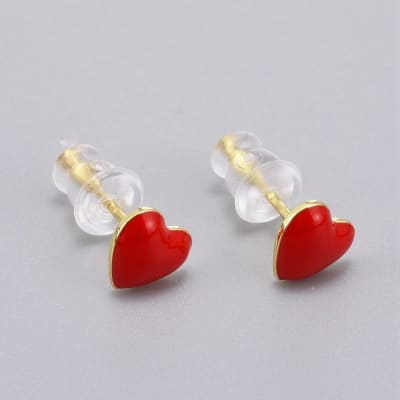 Aros topo topito segunda etapa corazón 6 mm baño de oro / par