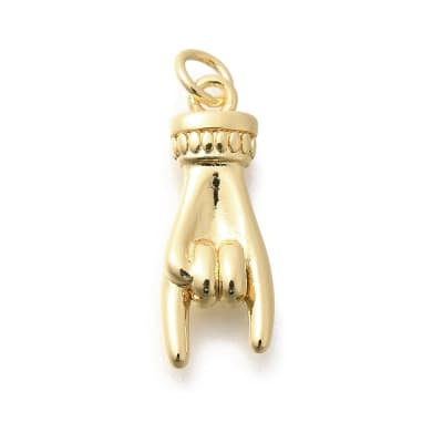 Dije colgante mano de rock 21.5 mm baño de oro / unidad
