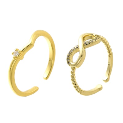 Anillo ajustable infinito diadema lisa baño de oro / unidad