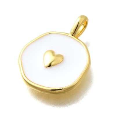 Dije colgante esmaltado corazón 18.5 mm baño oro / unidad