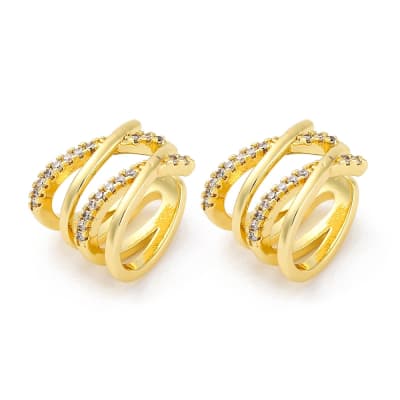 Ear cuff aros solitarios multicapa zircón baño oro / unidad