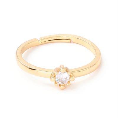 Anillo ajustable zircón solitario baño de oro / unidad