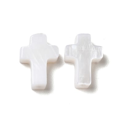 Dije pasador cruz 9.5 mm nácar / 5 uds