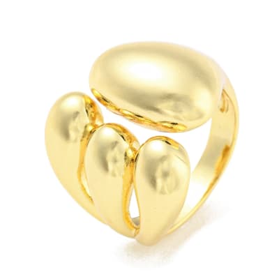 Anillo ajustable tres gota baño de oro / unidad