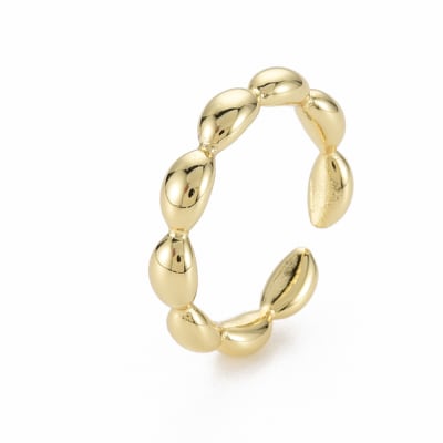 Anillo ajustable granos de arroz baño de oro / unidad