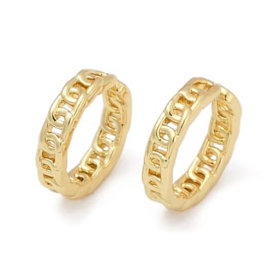 Ear cuff aros solitarios eslabones 12 mm baño oro / unidad