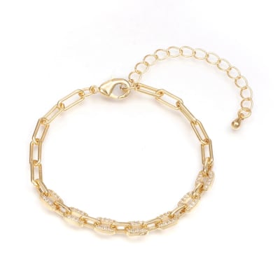 Pulsera eslabón clip elegante con zircón baño de oro / unidad