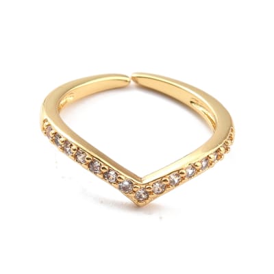 Anillo ajustable tiara baño de oro / unidad