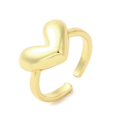 Anillo ajustable corazón inflado baño oro / unidad