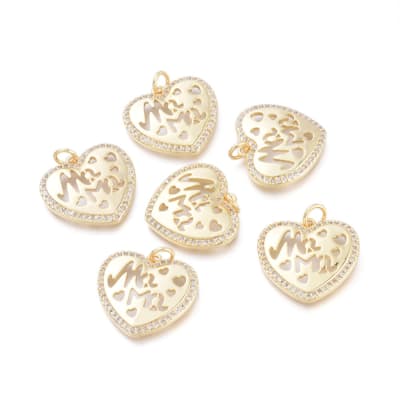 Dije colgante corazonado mamá baño de oro / unidad