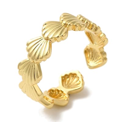 Anillo ajustable ostras concha de mar baño de oro / unidad