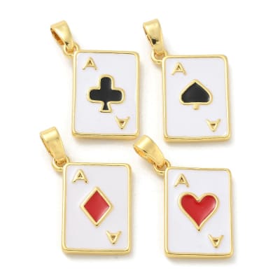Dije colgante naipes 17 mm cartas barajas baño de oro / unidad