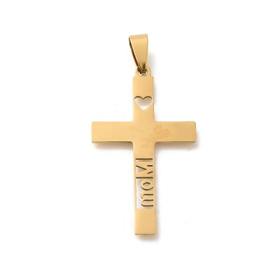 Dije colgante cruz calada dad mom papá mamá acero / unidad