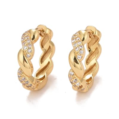 Aros argollas aretes baño de oro torneadas elegante / par