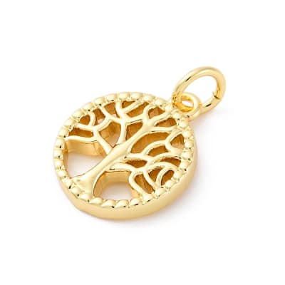 Dije colgante árbol de la vida 14.5 mm baño de oro / unidad