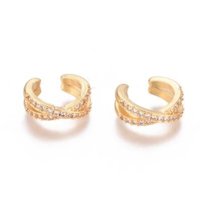 Ear cuff aros solitarios zircon cruzado baño de oro / unidad