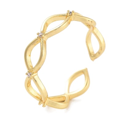 Anillo ajustable silueta ojo de caballo zircón baño de oro / unidad