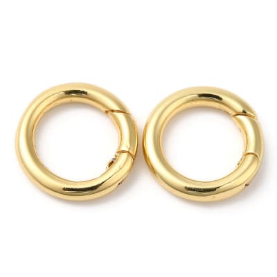 Anillo broche aro cerrado con cierre resorte 15 mm baño oro / unidad