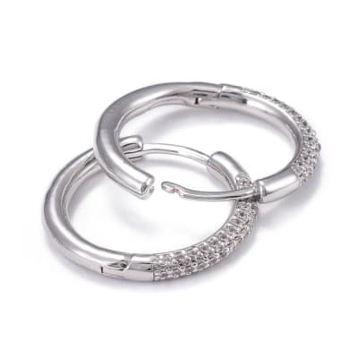 Aros argollas aretes huggies zircón 20 mm / par