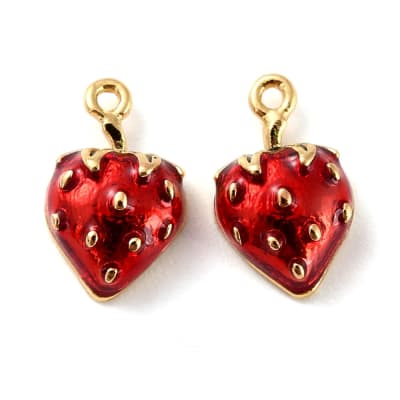 Dije colgante frutilla fresa baño de oro / unidad
