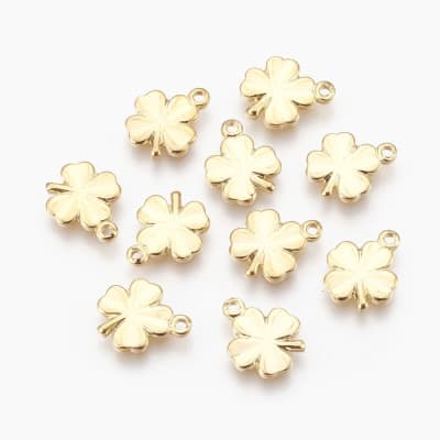 Dije colgante mini trebol 10.5 mm baño de oro / unidad