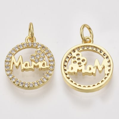 Dije colgante mamá circular baño de oro / unidad